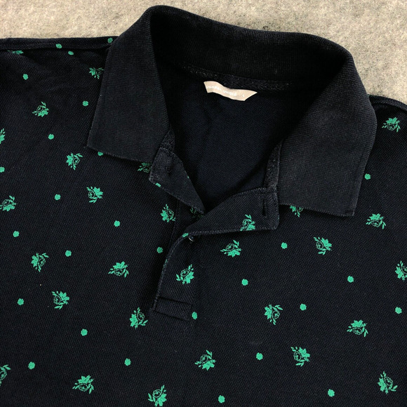 Uniqlo Polo Mens Large (Runs Small) Navy Blue Green Short Sleeve Logo - Picture 1 of 10